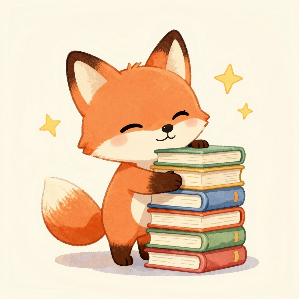 Kitap yığınına sarılmış Haylaz tilki